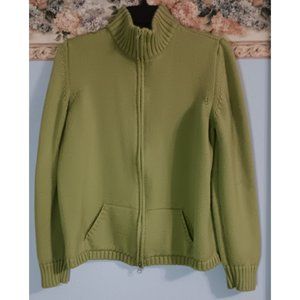 Briciole Italy Medium Green Wool Zip Casual Outdoor Knit Classic Occasion Sweate